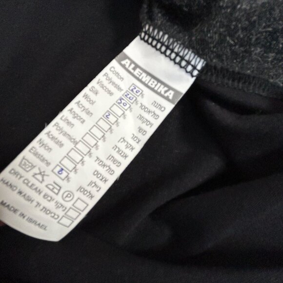 Alembika Womens Long Sleeve V-Neck Patchwork Tunic Top Blouse Size 2 Black Gray - Picture 5 of 8